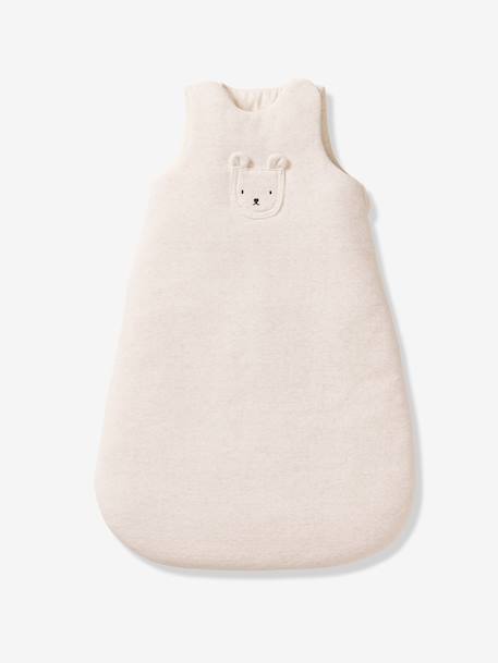 Velours slaapzak met afneembare mouwen gemêleerd beige - vertbaudet enfant 