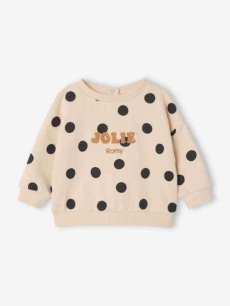 Ensemble bébé fille 3 pièces sweat + legging + bandeau personnalisable anthracite+beige poudré+marine - vertbaudet enfant 