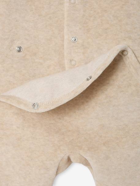 Set van 3 velours babypyjama's gemêleerd beige+gemêleerd grijs+saliegroen - vertbaudet enfant 