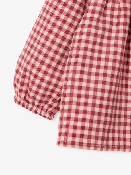 Bedrukte babyblouse in fluweel / velours rozen+vanille - vertbaudet enfant 