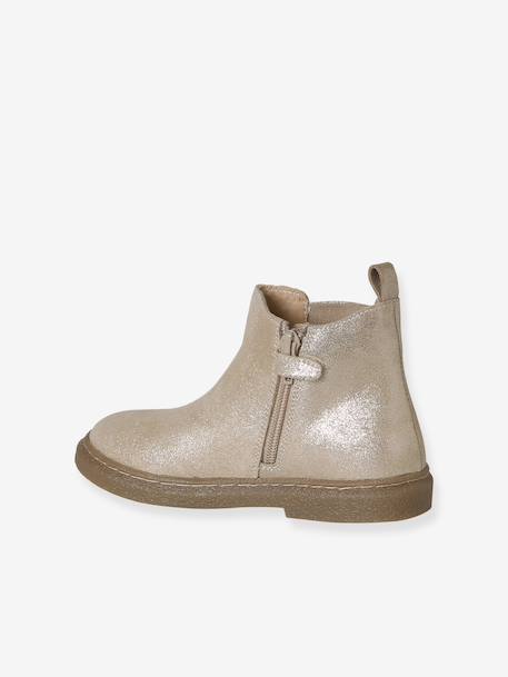 Leren kinderboots met rits goudgeel - vertbaudet enfant 