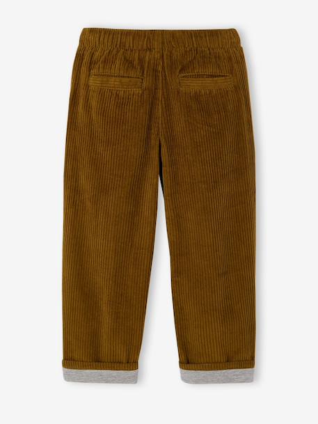 Wijde ribfluwelen broek jongen cappuccino+korstmos - vertbaudet enfant 
