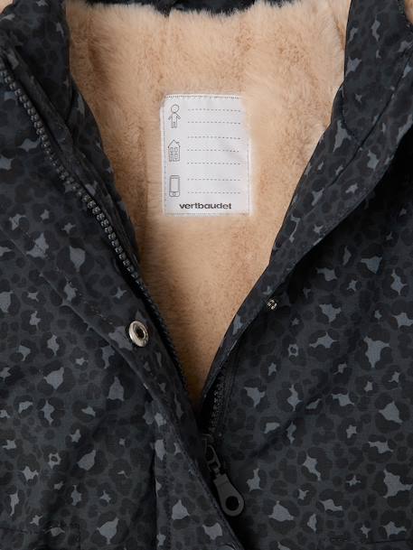 Romantische parka met capuchon voor meisjes antraciet+groen+marineblauw - vertbaudet enfant 