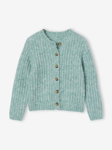 Wijd vest van schuimbreiwerk meisjes donkerpaars+gemêleerd grijs+mintgroen+petrolblauw+rozen - vertbaudet enfant 