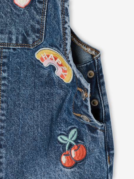 Salopette fille large en denim bleu moyen+denim black+denim gris+stone - vertbaudet enfant 