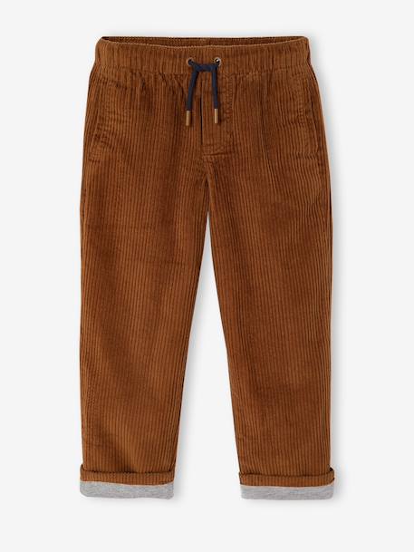 Wijde ribfluwelen broek jongen cappuccino+korstmos - vertbaudet enfant 