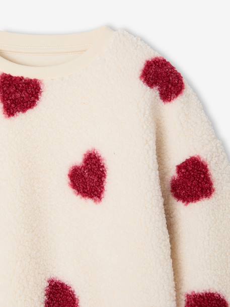 Sherpa sweater met luipaardprint camel+écru - vertbaudet enfant 