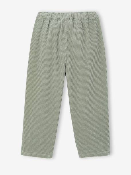 Pantalon fille velours forme loose chocolat+vert de gris+vieux rose - vertbaudet enfant 