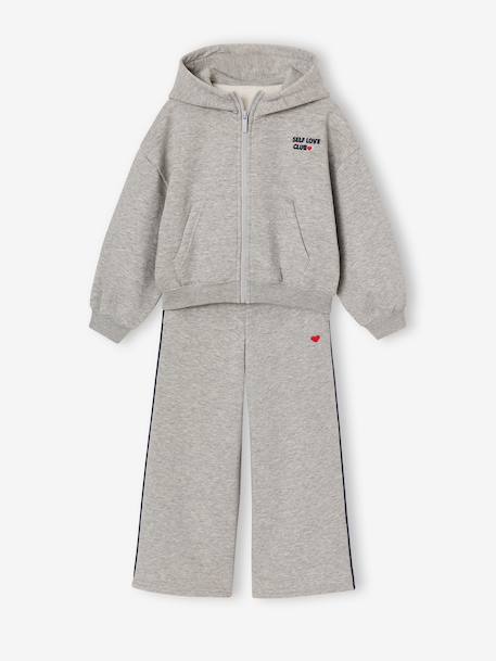Ensemble jogging fille sweat zippé gris chiné - vertbaudet enfant 