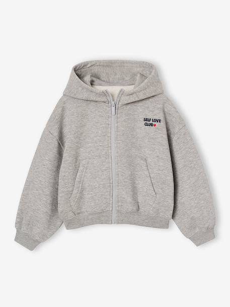 Ensemble jogging fille sweat zippé gris chiné - vertbaudet enfant 