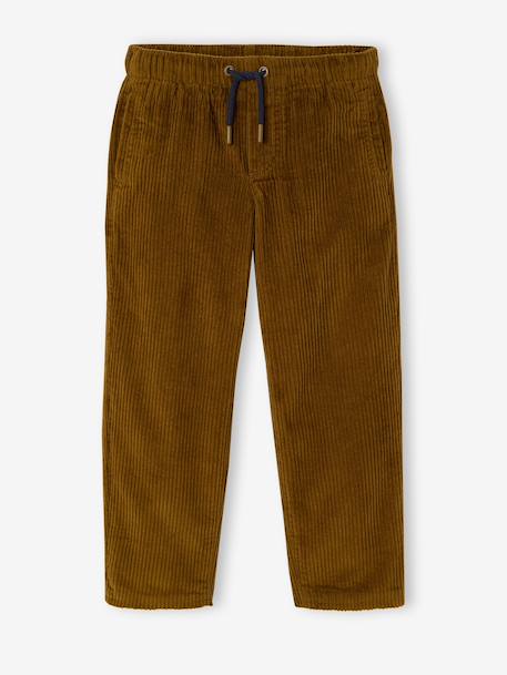 Wijde ribfluwelen broek jongen cappuccino+korstmos - vertbaudet enfant 
