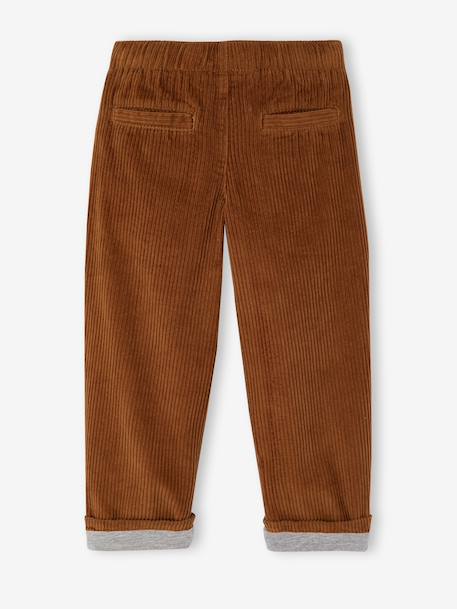 Wijde ribfluwelen broek jongen cappuccino+korstmos - vertbaudet enfant 