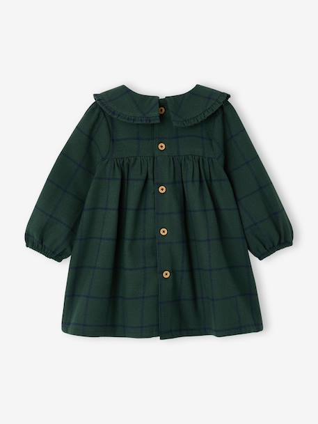 Babyjurk in flanellen ruitjesmotief groen+terracotta - vertbaudet enfant 