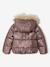 Doudoune à capuche fille doublée maille polaire anthracite+mauve+or+rose poudré - vertbaudet enfant 