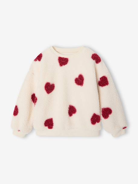 Sherpa sweater met luipaardprint camel+écru - vertbaudet enfant 