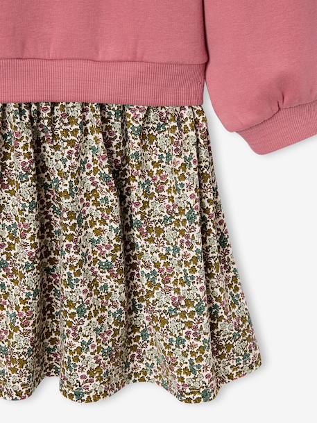 Robe bi-matière fille anthracite+écru+mauve+vert sauge - vertbaudet enfant 
