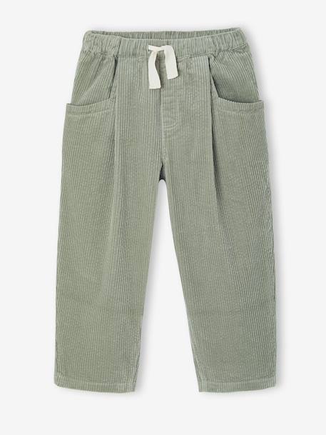 Pantalon fille velours forme loose chocolat+vert de gris+vieux rose - vertbaudet enfant 