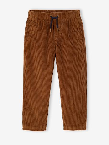 Wijde ribfluwelen broek jongen cappuccino+korstmos - vertbaudet enfant 