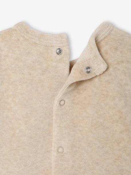 Set van 3 velours babypyjama's gemêleerd beige+gemêleerd grijs+saliegroen - vertbaudet enfant 