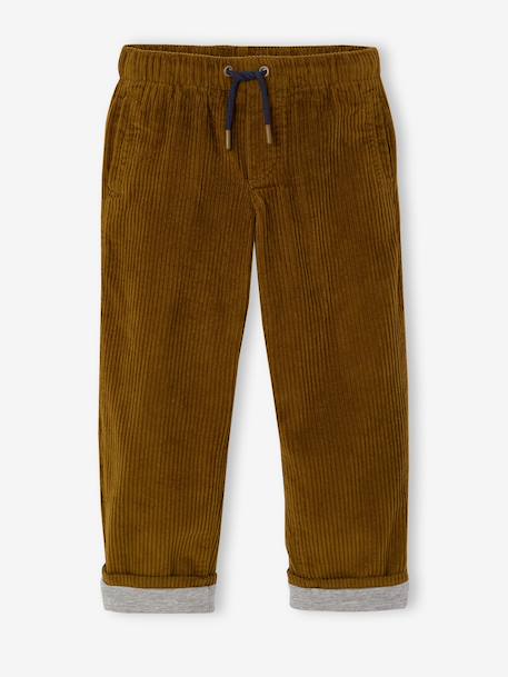 Wijde ribfluwelen broek jongen cappuccino+korstmos - vertbaudet enfant 