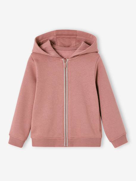Sweat zippe fille à capuche marine+vieux rose - vertbaudet enfant 