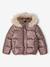 Donsjack met capuchon voor meisjes met fleece voering antraciet+goud+roze (poederkleur)+zachtpaars - vertbaudet enfant 