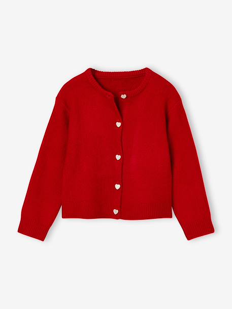 Gebreid vest met knopen voor meisjes rood - vertbaudet enfant 