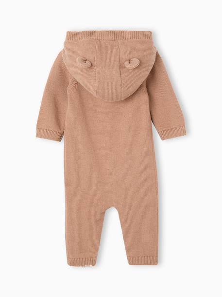 Combinaison bébé à capuche manches longues beige - vertbaudet enfant 
