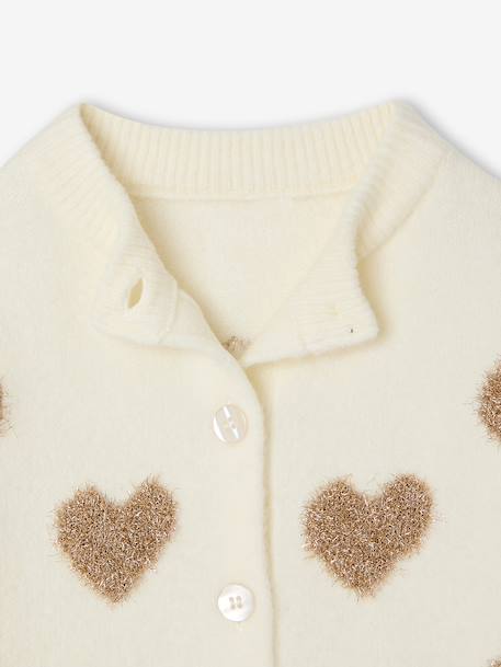 Gilet boutonné fille manches longues écru - vertbaudet enfant 