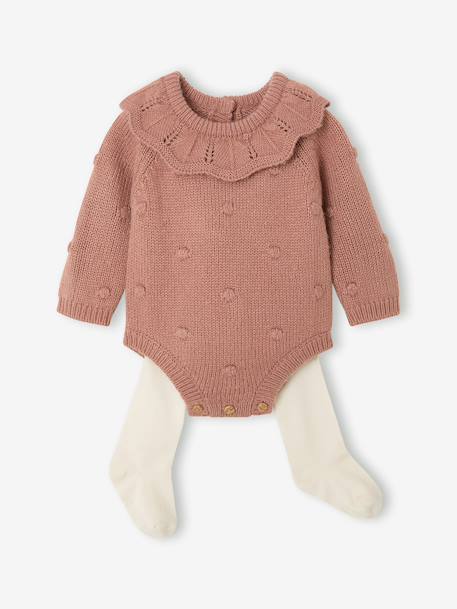 Ensemble barboteuse et collants naissance blush - vertbaudet enfant 