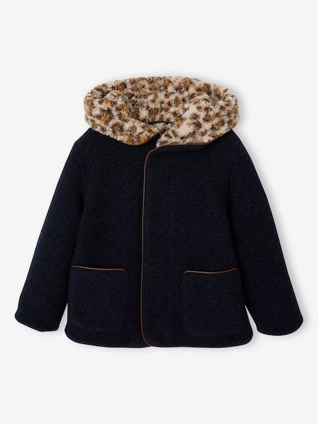 Meisjesjas met capuchon kameel+marineblauw - vertbaudet enfant 