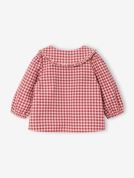 Bedrukte babyblouse in fluweel / velours rozen+vanille - vertbaudet enfant 