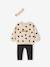 Ensemble bébé fille 3 pièces sweat + legging + bandeau personnalisable anthracite+beige poudré+marine - vertbaudet enfant 