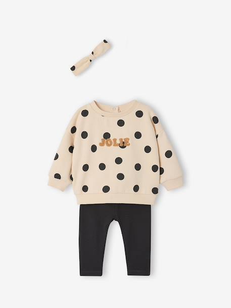 Bébé-Ensemble bébé fille 3 pièces sweat + legging + bandeau personnalisable 