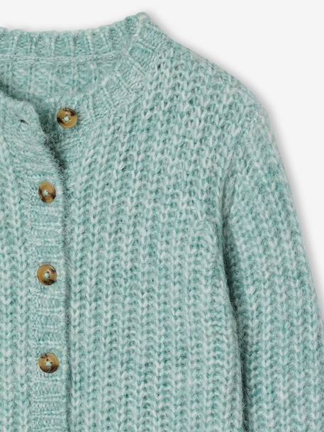 Gilet fille loose maille mousseuse bleu pétrole+gris chiné+menthe+rose+violine - vertbaudet enfant 