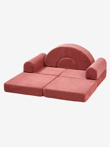 Modulaire schuimrubberen zetel beige+groen+rozen - vertbaudet enfant 