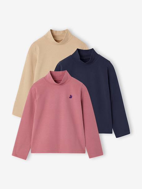 Fille-Lot de 3 tee-shirts BASICS à col montant fille