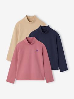 Meisje-Set van 3 T-shirts BASICS met opstaande kraag voor meisjes