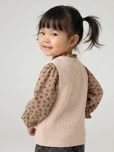 Pull 2 en 1 bébé bleu ciel+écru+rose poudré - vertbaudet enfant 
