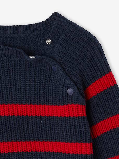 Pull garçon rayé bleu moyen+bordeaux+écru+encre+vert sauge - vertbaudet enfant 