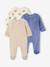 Set van 3 velours babypyjama's gemêleerd beige+gemêleerd grijs+saliegroen - vertbaudet enfant 