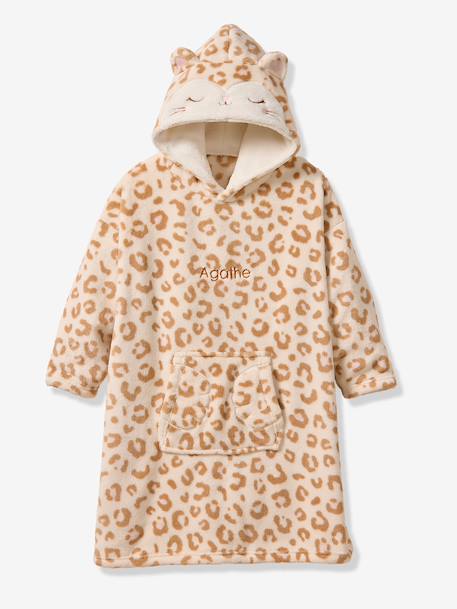 Fleece dekenponcho voor meisjes ecru - vertbaudet enfant 