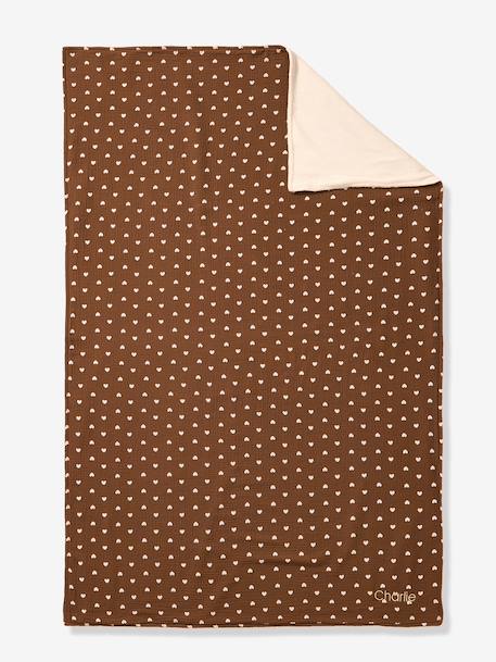 Couverture en gaze de coton et sherpa chocolat - vertbaudet enfant 