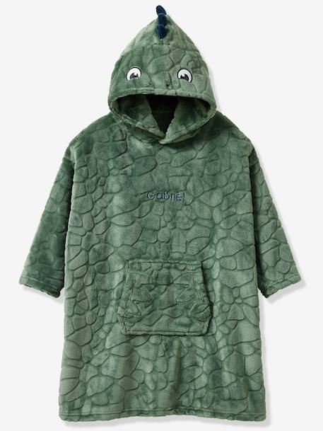 Poncho plaid polaire dinosaure vert foncé - vertbaudet enfant 