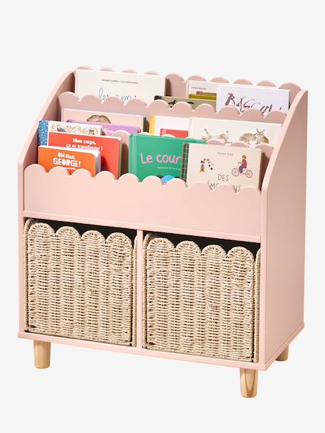 Opbergmeubel 2 vakken + rek-bibliotheek COLLECTIE FESTON ecru+rozen - vertbaudet enfant 