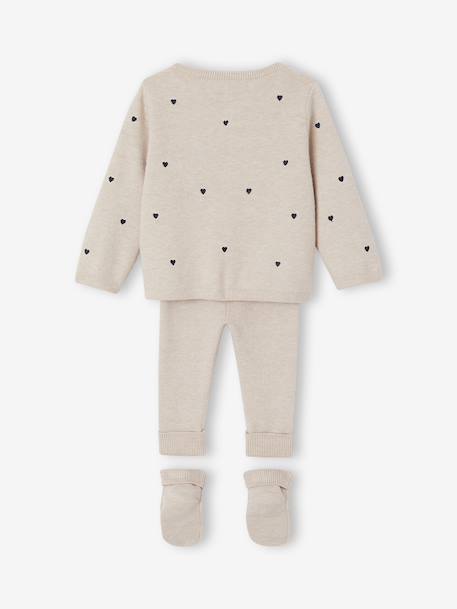Ensemble 3 pièces bébé fille beige chiné - vertbaudet enfant 