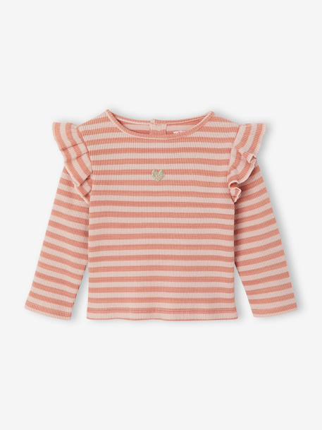 Baby meisjesshirt met lange mouwen rozen+vanille - vertbaudet enfant 