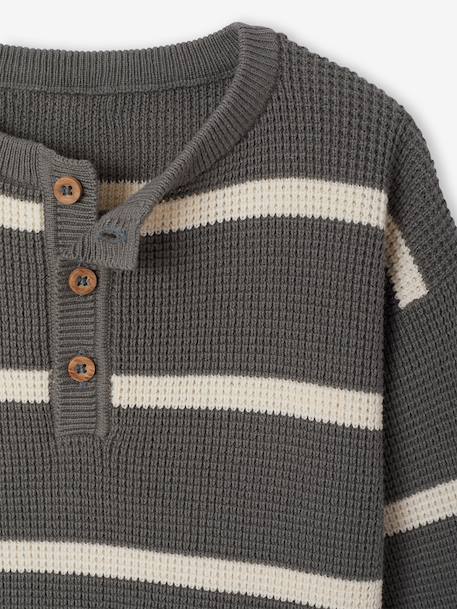 Gestreepte babytrui met lange mouwen groengrijs - vertbaudet enfant 