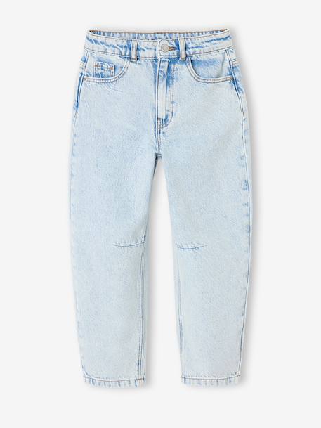 Jean balloon fille bleu moyen+denim bleached - vertbaudet enfant 