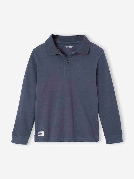 Set van 2 polo's met lange mouwen leiblauw+wit - vertbaudet enfant 